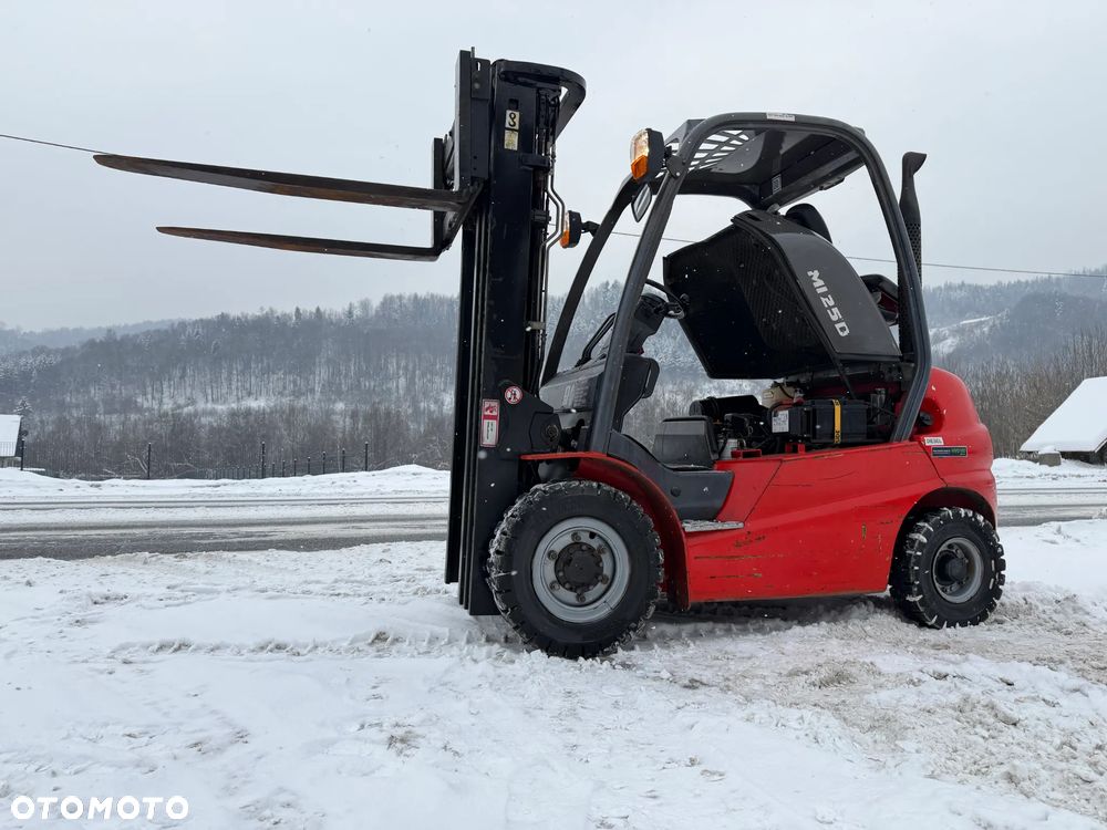 Manitou MI25D Wózek Widłowy 2,5 tony. Posuw Hydrauliczny. Maszt triplex. Wolny skok! Wysokość Podnoszenia 5 metrów. Jak nowy z Salonu. Pochodzi z Norweskiego Gospodarstwa! Aktualne przeglądy DEKRA i serwisy! Opony jak Nowe. Silnik Yanmar. Małe gabarety bardzo zwrotna maszyna! Zero luzów wycieków i zniszczeń. OKAZJA. Pełny ORYGINAŁ! Rok Prod. 2014. Niski przebieg 3300mtg - 23