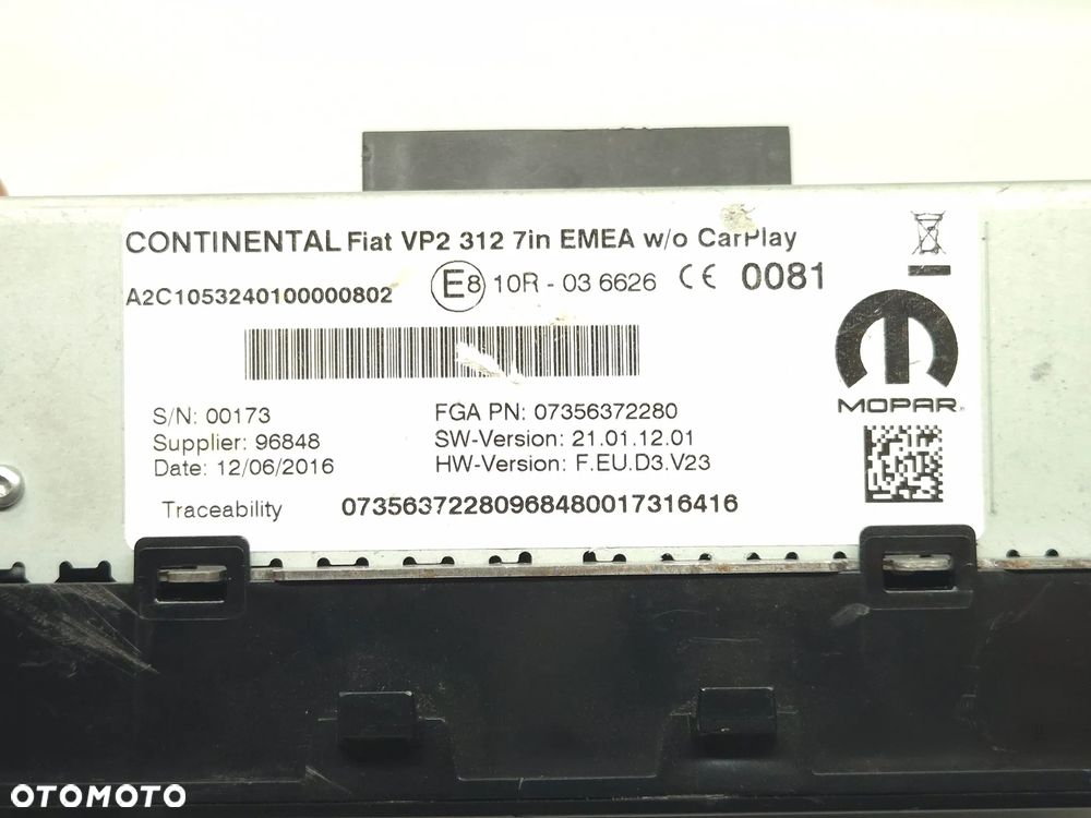 Ekran wyświetlacz radio Fiat 500 07356372280 - 3