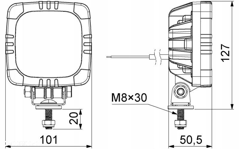 LAMPA ZESPOLONA LED PRZEDNIA TRAKTOR PRZYCZEPA 12/24V 3 FUNKCYJNA UCHWYT - 4