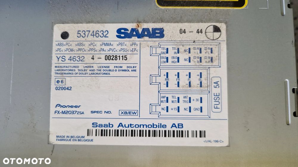 SAAB 9-5 RADIO FABRYCZNE 5374632 - 4