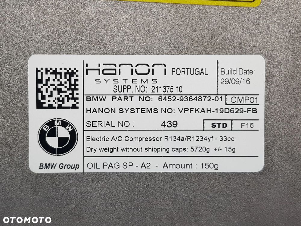 Kompresor Sprężarka klimatyzacji BMW F20 F30 F45 B38 1.5i 9364872 - 6