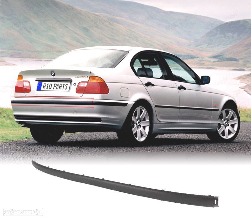 FRISO CENTRAL PARA-CHOQUES TRASEIRO BMW SERIE 3 E46 SEDAN 98-01 PRETO MATE - 1