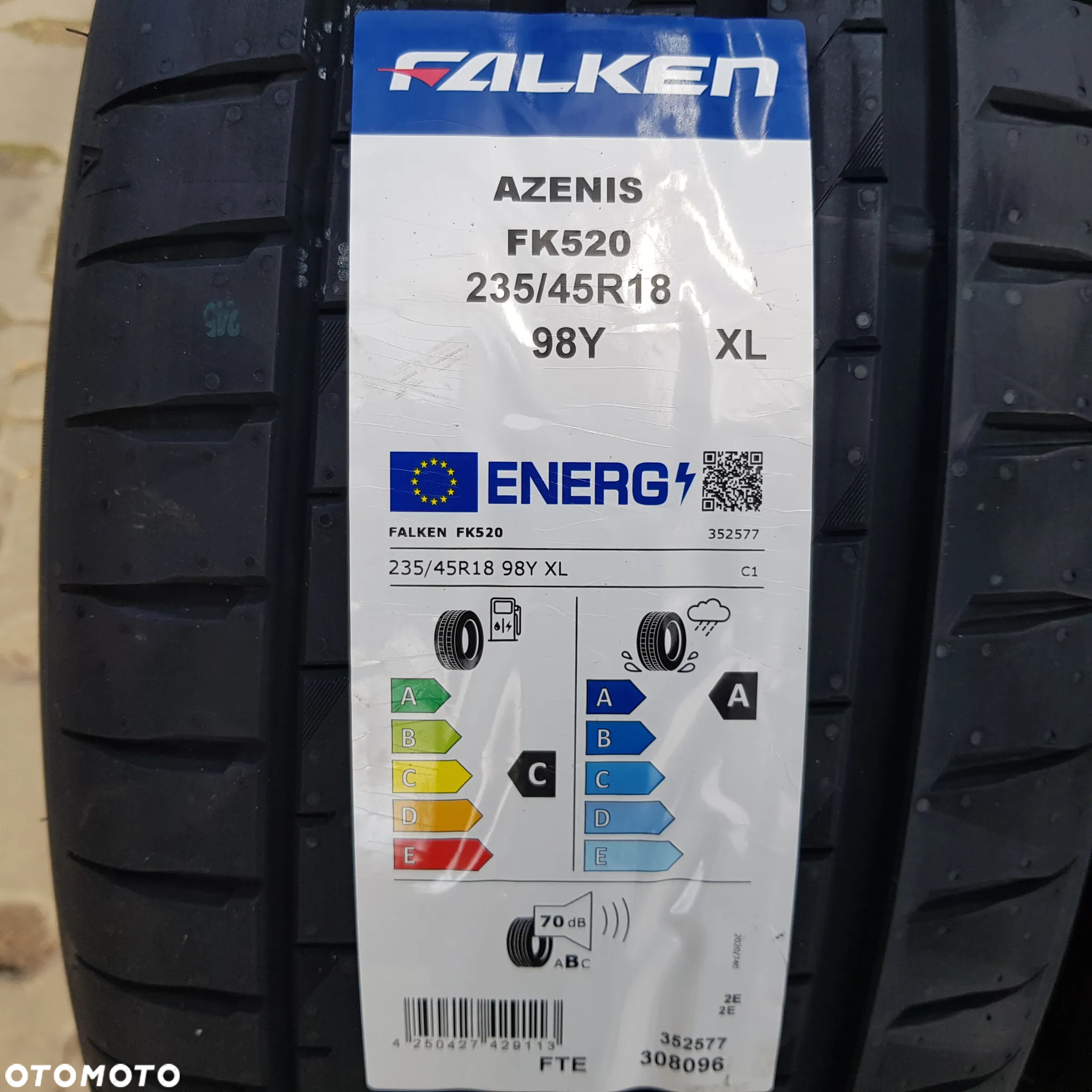 4x 235/45R18 Falken Azenis FK520 Nowy komplet opon letnich Poznań - 2