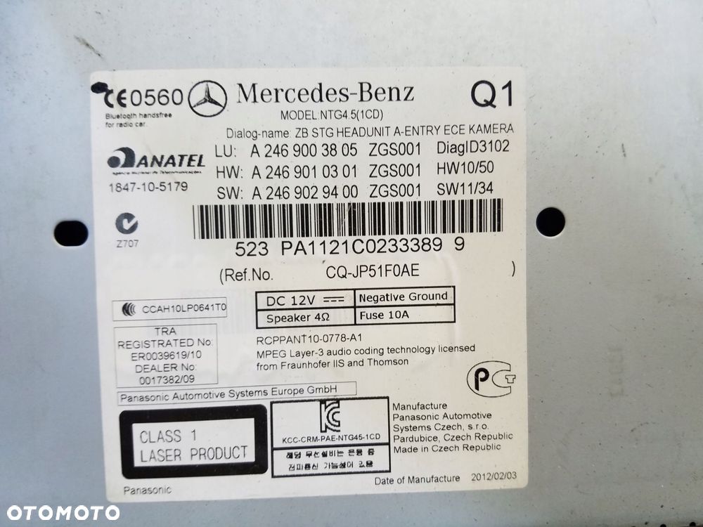 radio cd nawigacja mercedes-benz b-klasa w246 a2469003805 - 4