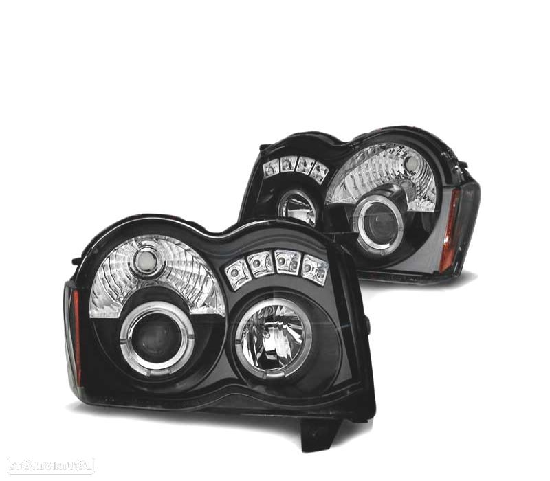 FARÓIS ANGEL EYES PARA JEEP GRAND CHEROKEE 08-10 BLACK PRETO - 2