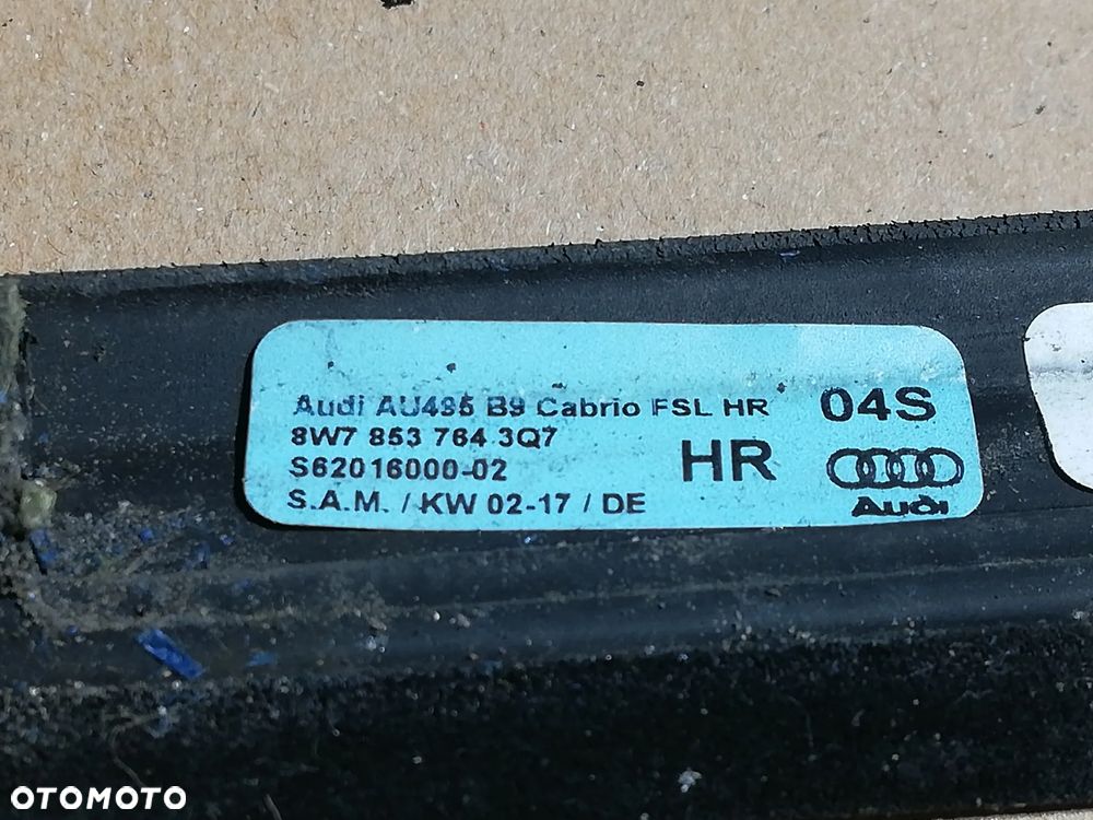 KOMPLET listwa zgarniająca lewa prawa 8W7853764 8W7853763  AUDI A5 8W7 CABRIO - 2