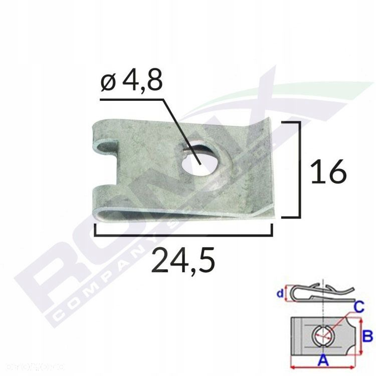 10x SPINKA BLASZKA MONTAŻOWA OPEL 16x24,5 mm - 2