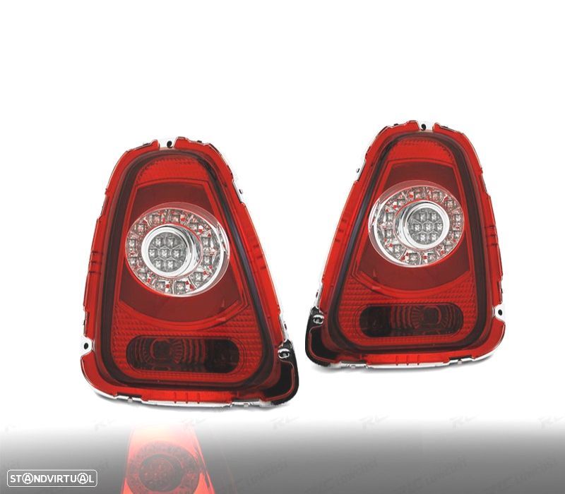 FAROLINS TRASEIROS MINI COOPER R56 R57 10-14 LIGHT BAR VERMELHO CROMADO - 1