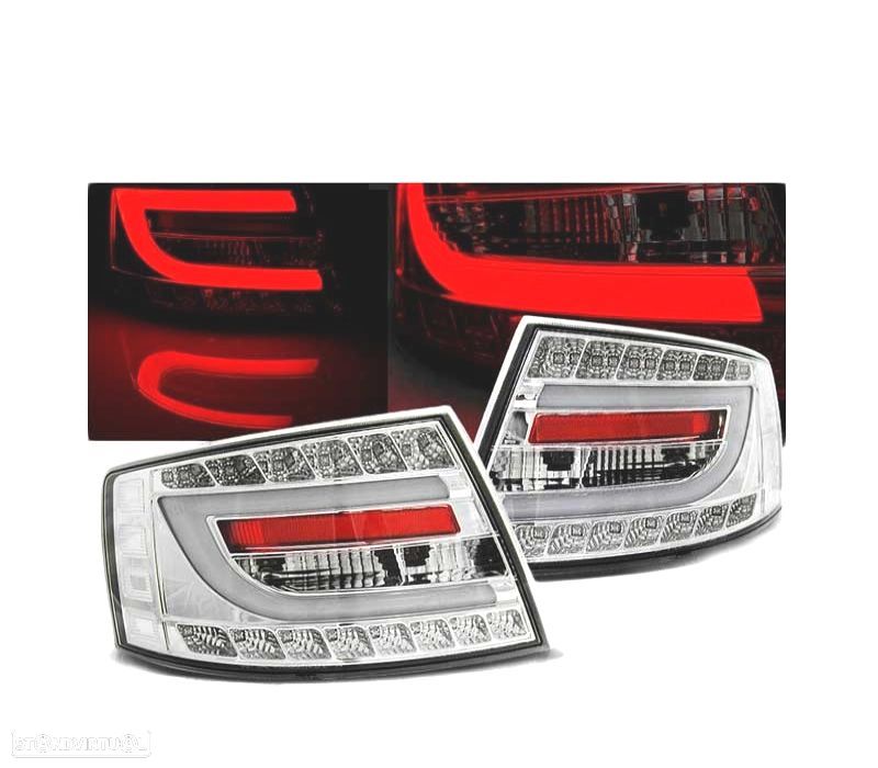 FAROLINS TRASEIROS LED PARA AUDI A6 C6 SEDAN 04-08 CROMADO - 1