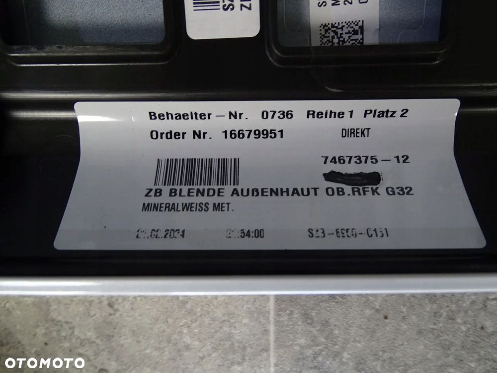 BLENDA KLAPY BAGAŻNIKA BMW G32 Gran Turismo OE 7467375 MINERALWEISS MET. - 6