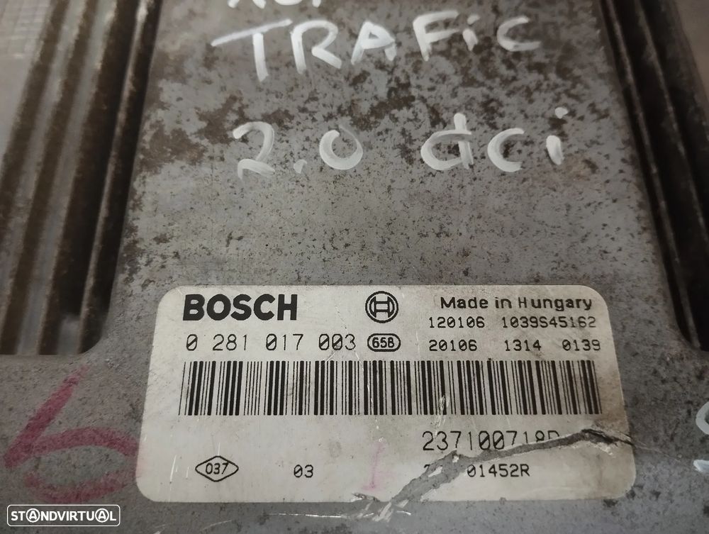 UNIDADE / CENTRALINA DO MOTOR RENAULT TRAFIC / OPEL VIVARO 2.0DCI 0281017003 237101452R - 3