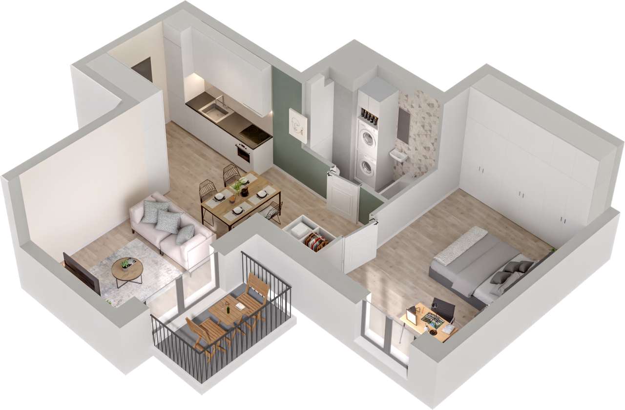 5.M.10 | 44,56 m² | 2 pokoje z balkonem i dużą garderobą| Krzyki- Gaj