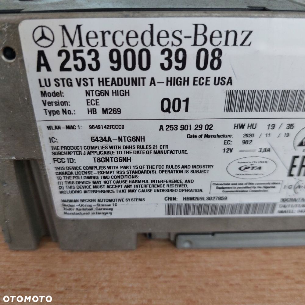 MERCEDES GLC W253 radio nawigacja A2539003908 - 2