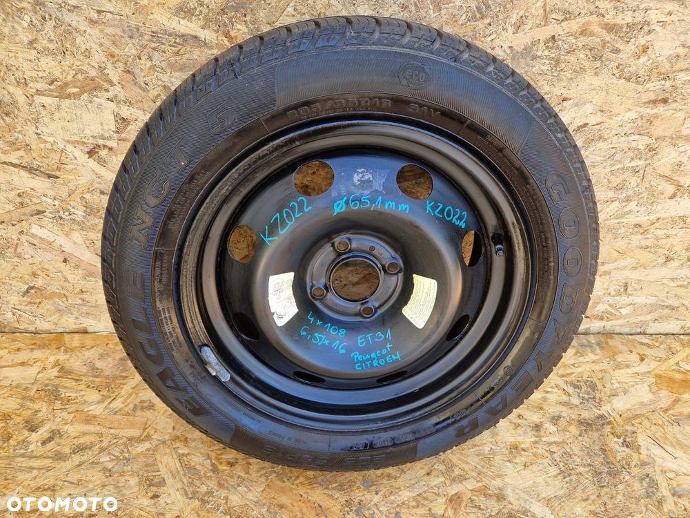 PEUGEOT CITROEN 4X108 6,5JX16 ET31KOŁO ZAPASOWE FI 65,1mm - 1