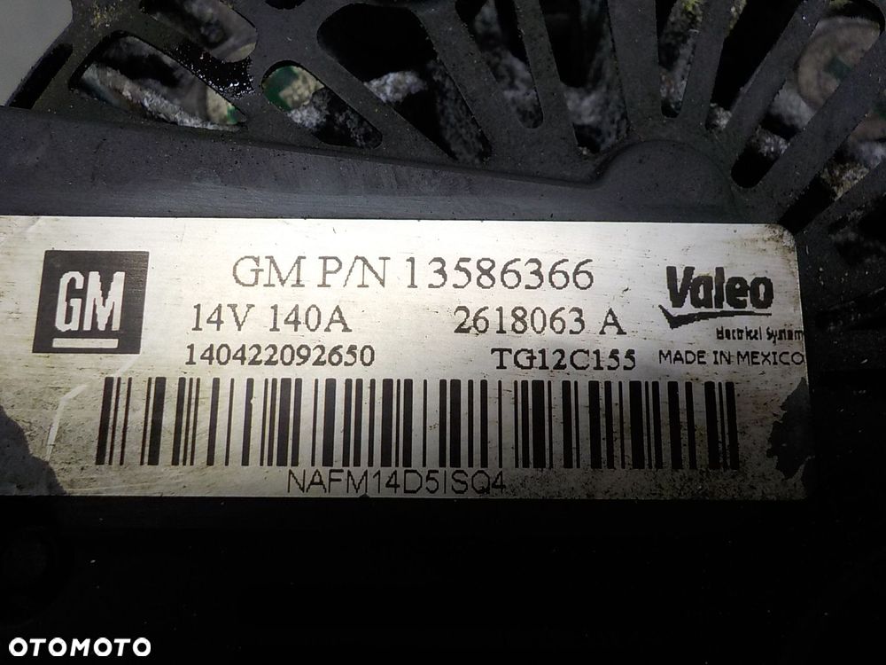 OPEL ASTRA J 1.6 CDTI ALTERNATOR 13586366 - 2