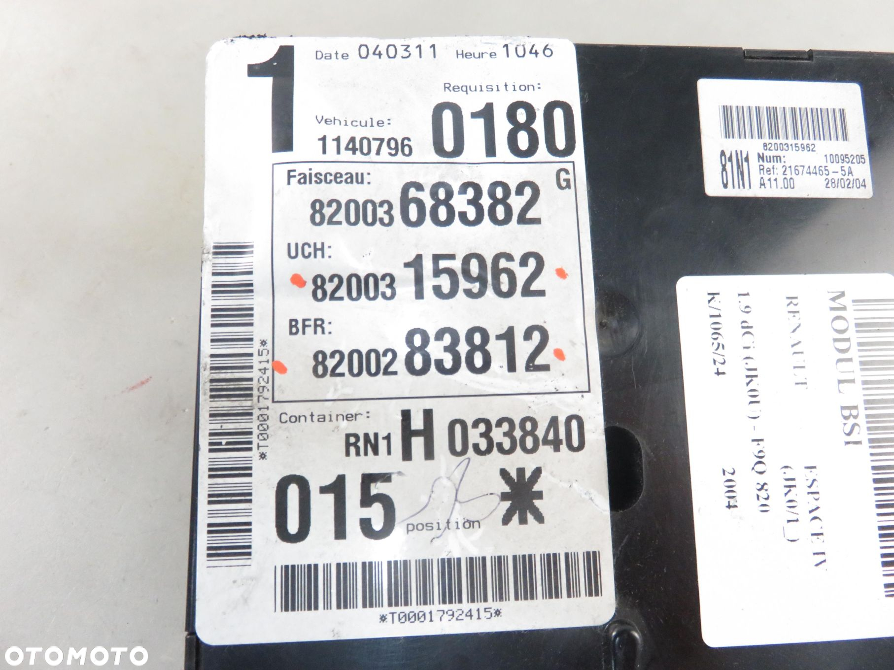 BSI RENAULT ESPACE IV 1.9 dCi 8200315962 8200283812 - 6