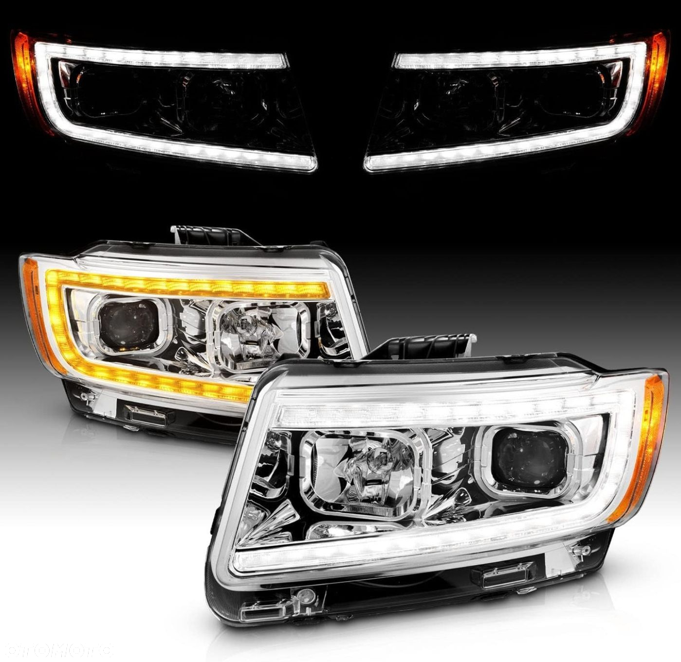 Reflektory Lampy kpl Diody Soczewka Clear Chrom Jeep Grand Cherokee WK2 10- - 2
