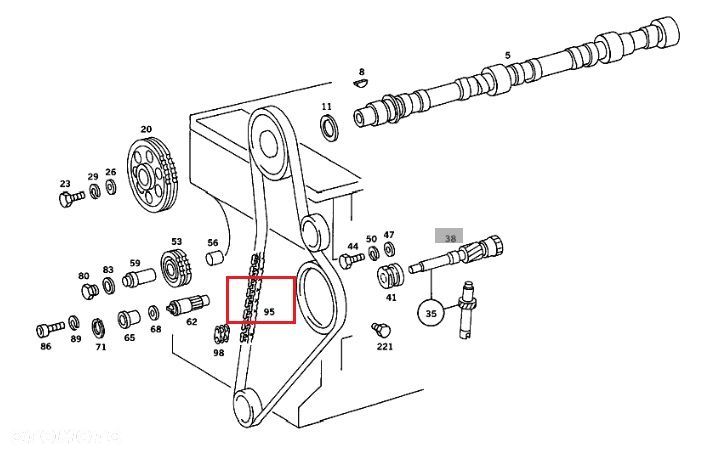 MERCEDES OM615 OM616 OM617 Lancuch rozrzadu ORYGINAL - 2