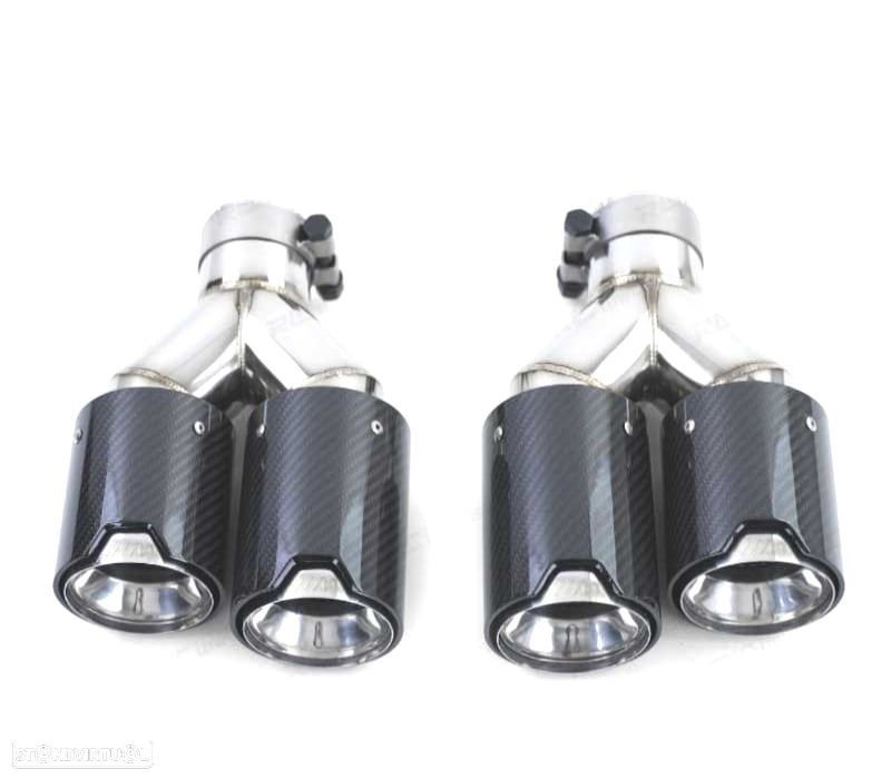 PONTEIRAS DE ESCAPE BMW LOOK M PERFORMANCE CROMADO CARBONO - 2