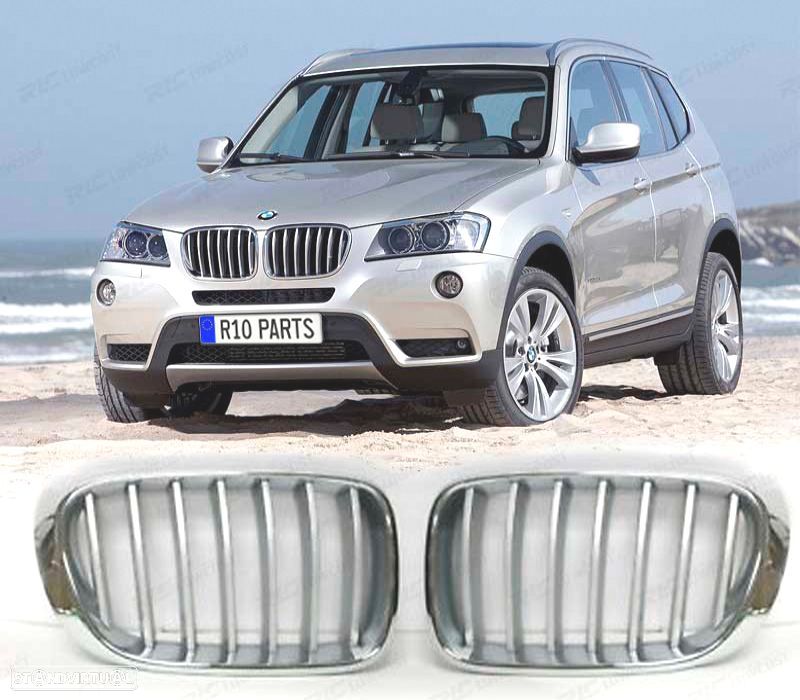 GRELHA FRONTAL BMW X3 F25 10-14 CROMADO LOOK M PERFORMANCE - 1