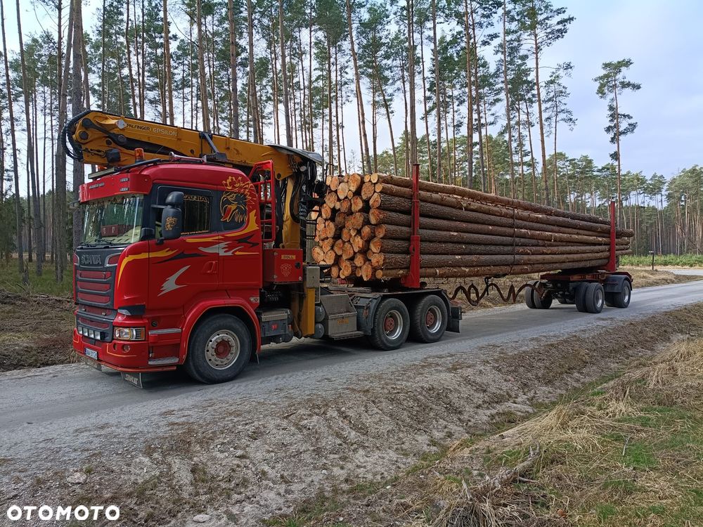 Scania R580 V8 2016r Scania R560 V8 2014r Scania R500 V8 2013r do drewna drzewa lasu dłużycy kłody dźwig epsilon loglift wózek doll huttner przyczepa do transportu drewna - 8