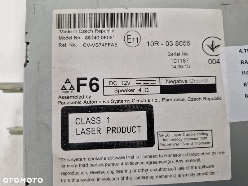 toyota verso lift radio fabryczne harman cd navi bluetooth 86140-0f061 - 7