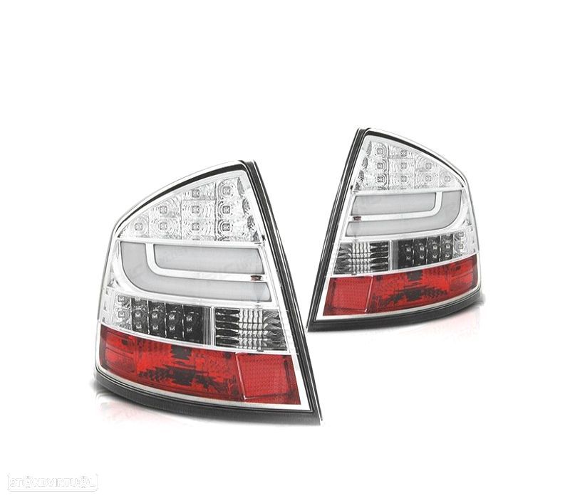 FAROLINS TRASEIROS PARA SKODA OCTAVIA 04-08 LIGHT BAR CROMADO - 1