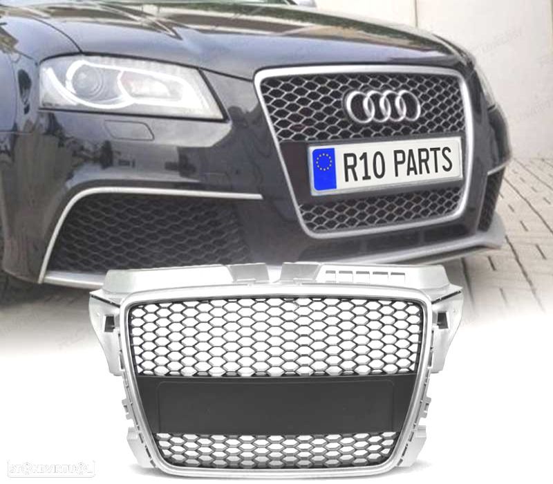 GRELHA FRONTAL AUDI A3 8P 08-12 LOOK RS3 CINZA CLARO - 1
