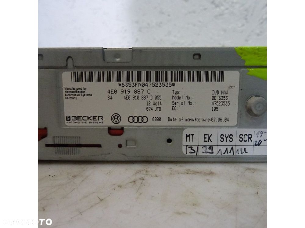 AUDI A6 C6 CZYTNIK NAWIGACJI 4E0919887C - 2