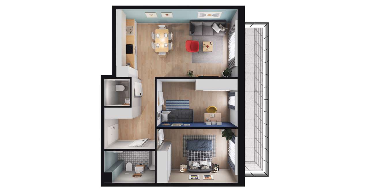 3-pokojowe mieszkanie 62m2 + balkon Bezpośrednio - Pełny obrazek: 2/23