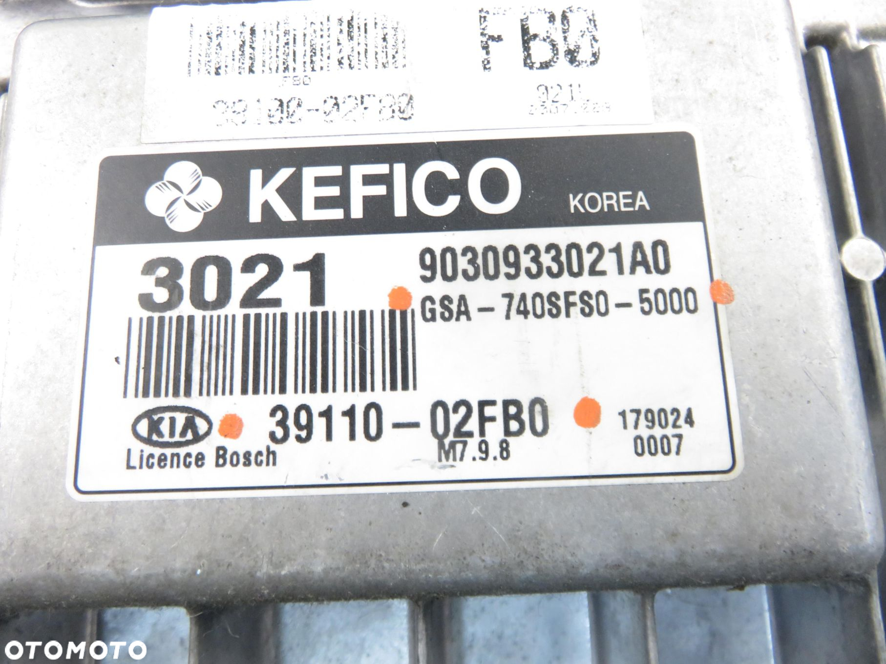 STEROWNIK KIA PICANTO I (BA) 1.0 12V 63 - G4HE 3911002FB0 GSA740SFS05000 - 5
