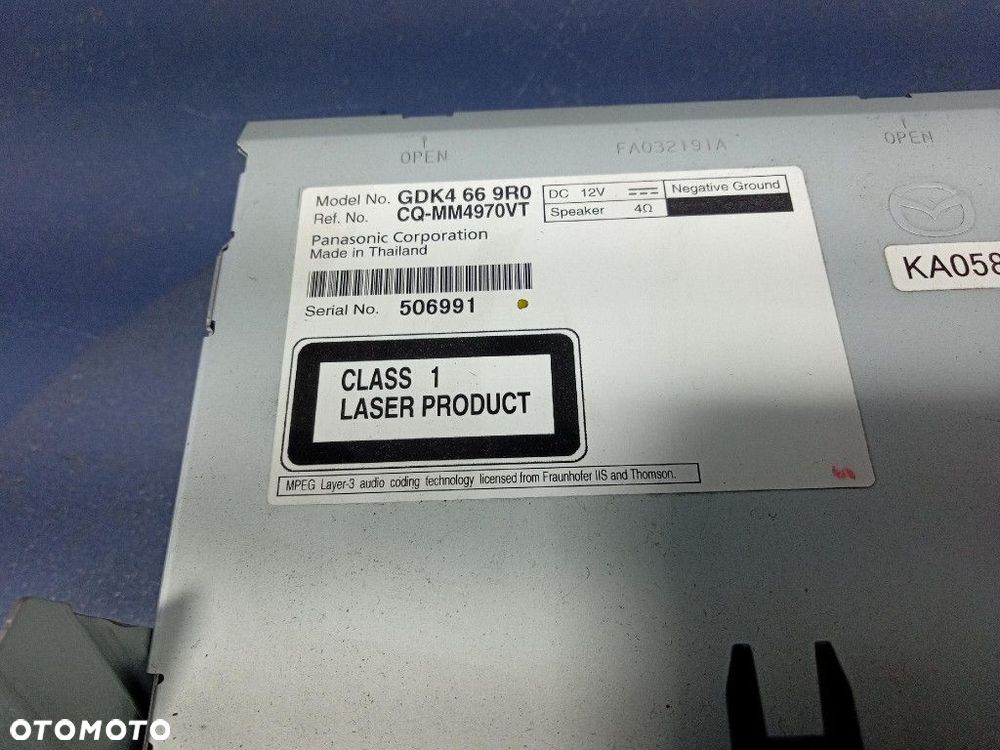 MAZDA 6 II GH LIFT RADIO FABRYCZNE CD OEM GDK4669R0 CQ-MM4970VT - 5