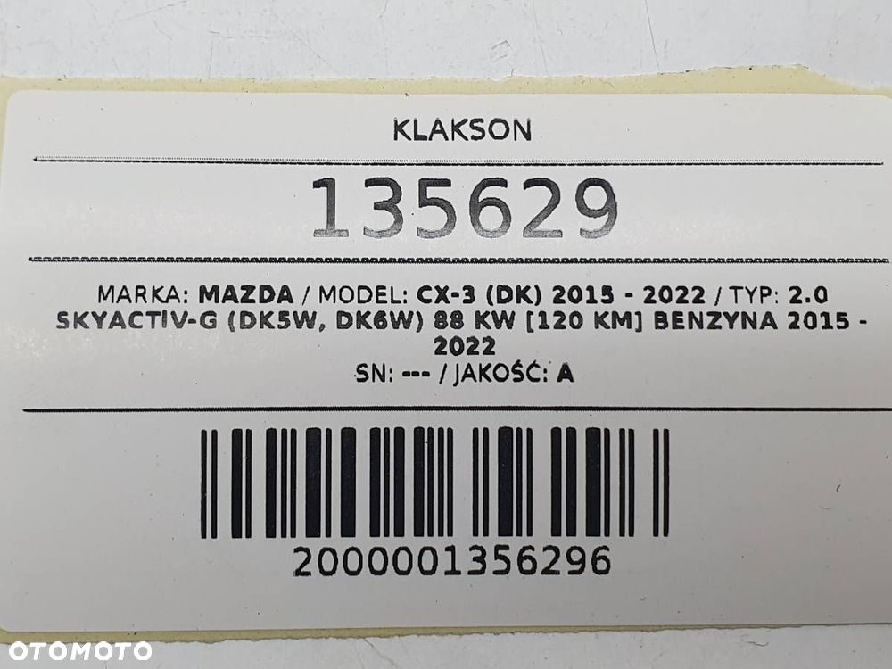 KLAKSON SYGNAŁ SYRENA MAZDA CX-3 DK KUG-70A - 5