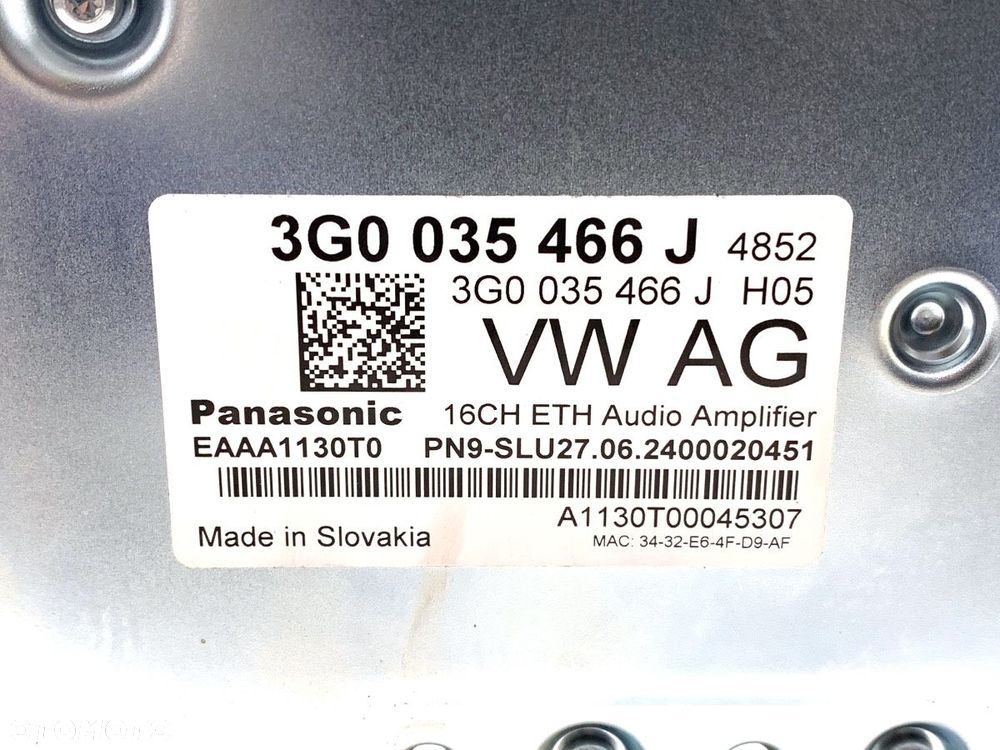 WZMACNIACZ  SKODA SUPERB IV 2023 - 2.0 TSI 195 kW [265 KM] benzyna 2023 - 3G0035466J - 4