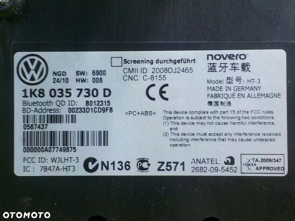 VW PASSAT B6 2.0 TDI 10r KOMBI modul BLUETOOTH 1K8035730D - 6