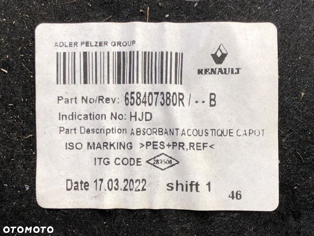 WYGŁUSZENIE MASKI  DACIA DUSTER (HM_) 2017 - 2022 1.5 dCi 115 (HMAD) 85 kW [116 KM] olej napędowy - 4