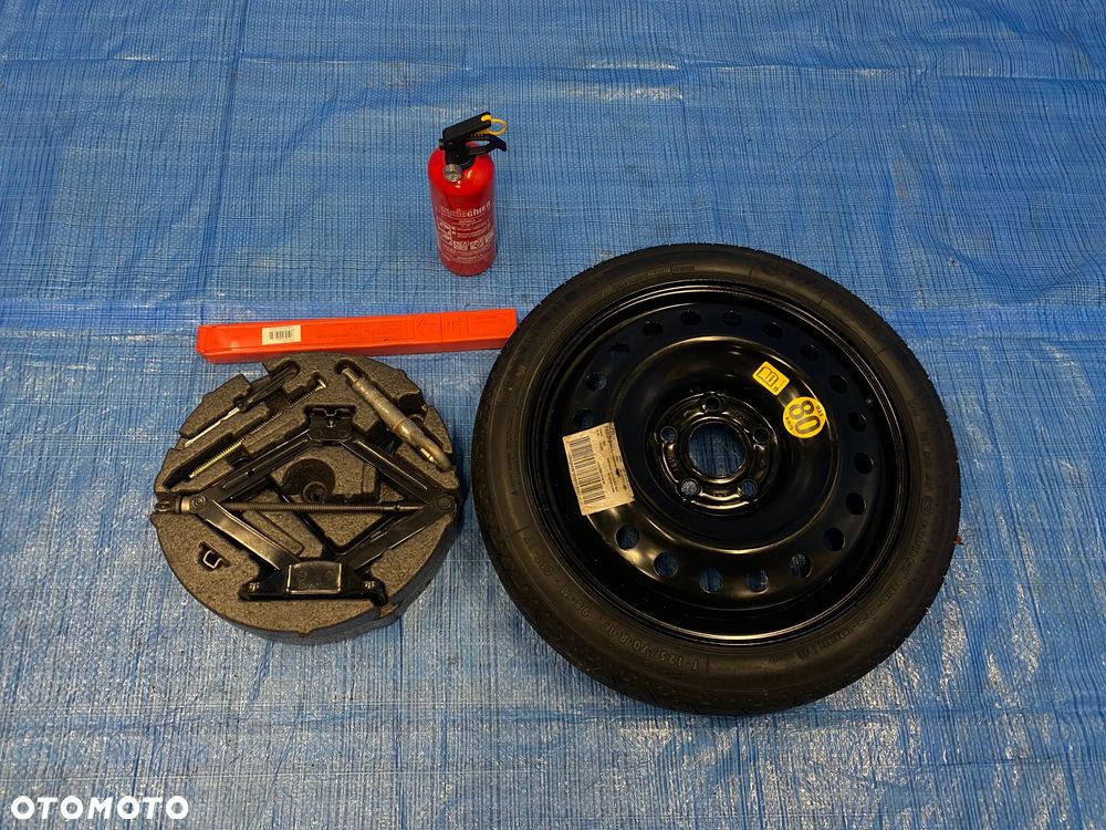 KOŁO ZAPASOWE DOJAZDOWE 17" 5x120 67,1mm OPEL INSIGNIA A KOMPLET ZESTAW NAPRAWCZY LEWAREK GAŚNICA TRÓJKĄT OPONA CONTINENTAL T125/70R17  RT13235015 - 1