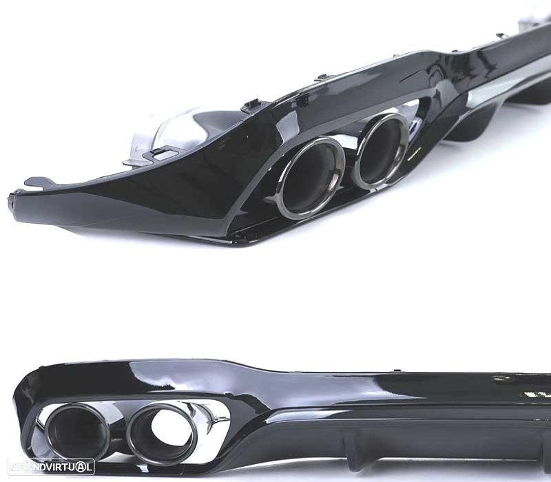 DIFUSOR MERCEDES CLASE E W213 SEDAN 16-19 LOOK AMG E53 PRETO BRILHANTE + PONTEIRAS DE ESCAPE - 2