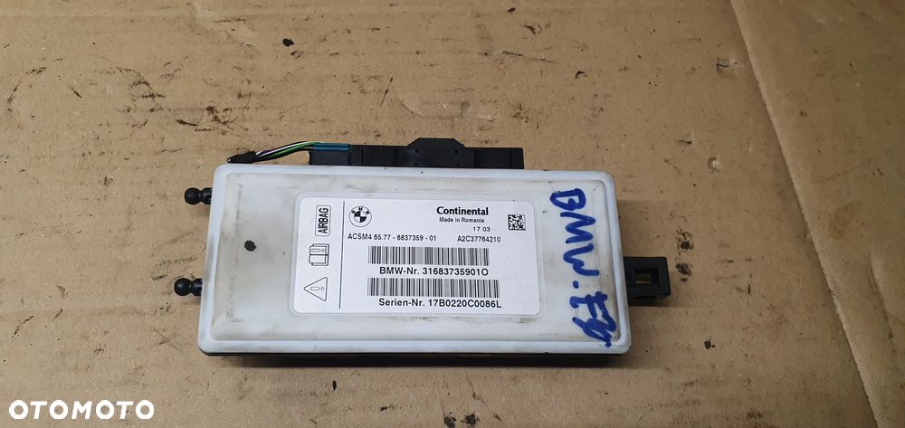 Moduł Sensor Airbag Poduszek BMW 3 F30 F31 6837359 - 7