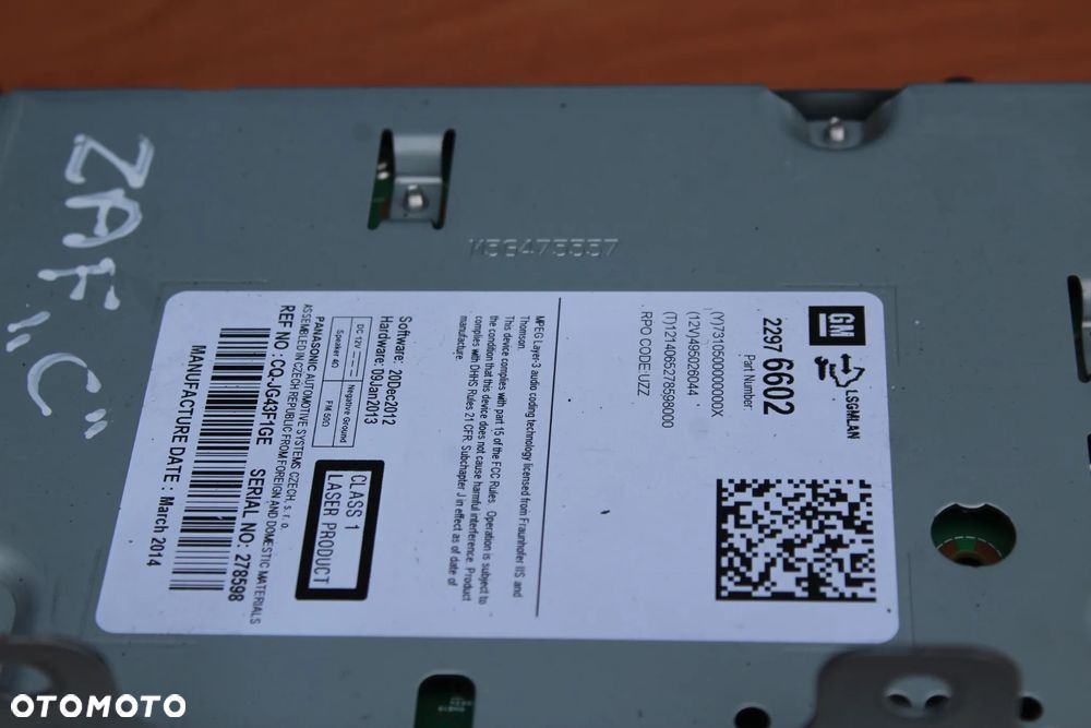 RADIO PANEL WYŚWIETLACZ KOMPLET OPEL ZAFIRA C CD 400 PLUS - 15