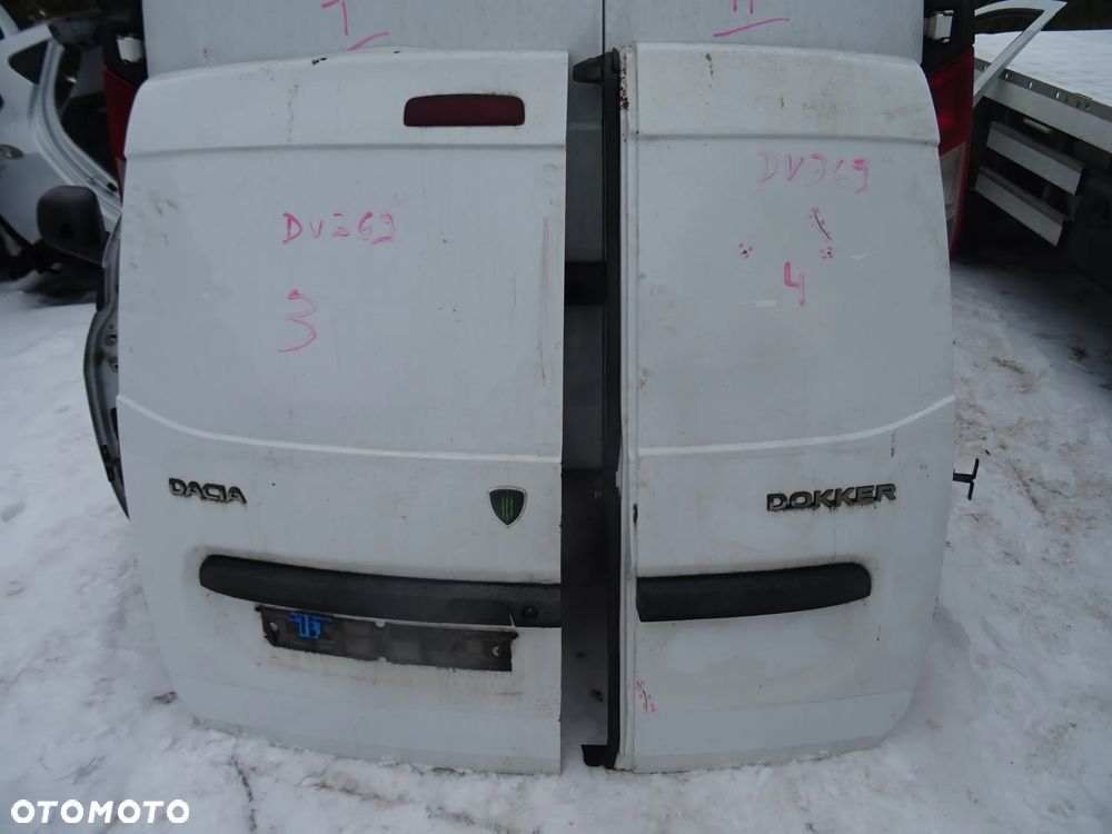 DACIA DOKKER DRZWI LEWE TYL TYLNE SKRZYDLO BIALE DV369 NR 3 CZESCI ROZNE