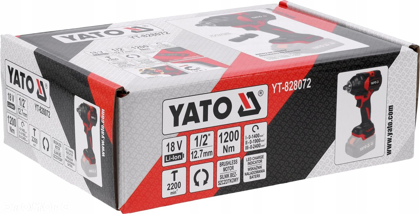 YATO KLUCZ UDAROWY AKUMULATOROWY BEZSZCZOTKOWY 18V 1200NM 1/2 ZAKRĘTARKA - 10