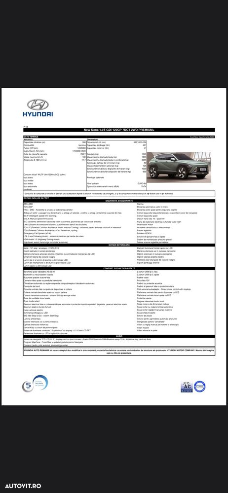 Hyundai KONA 1.0 T-GDI 120 CP 7DCT 2WD Premium+ - 19