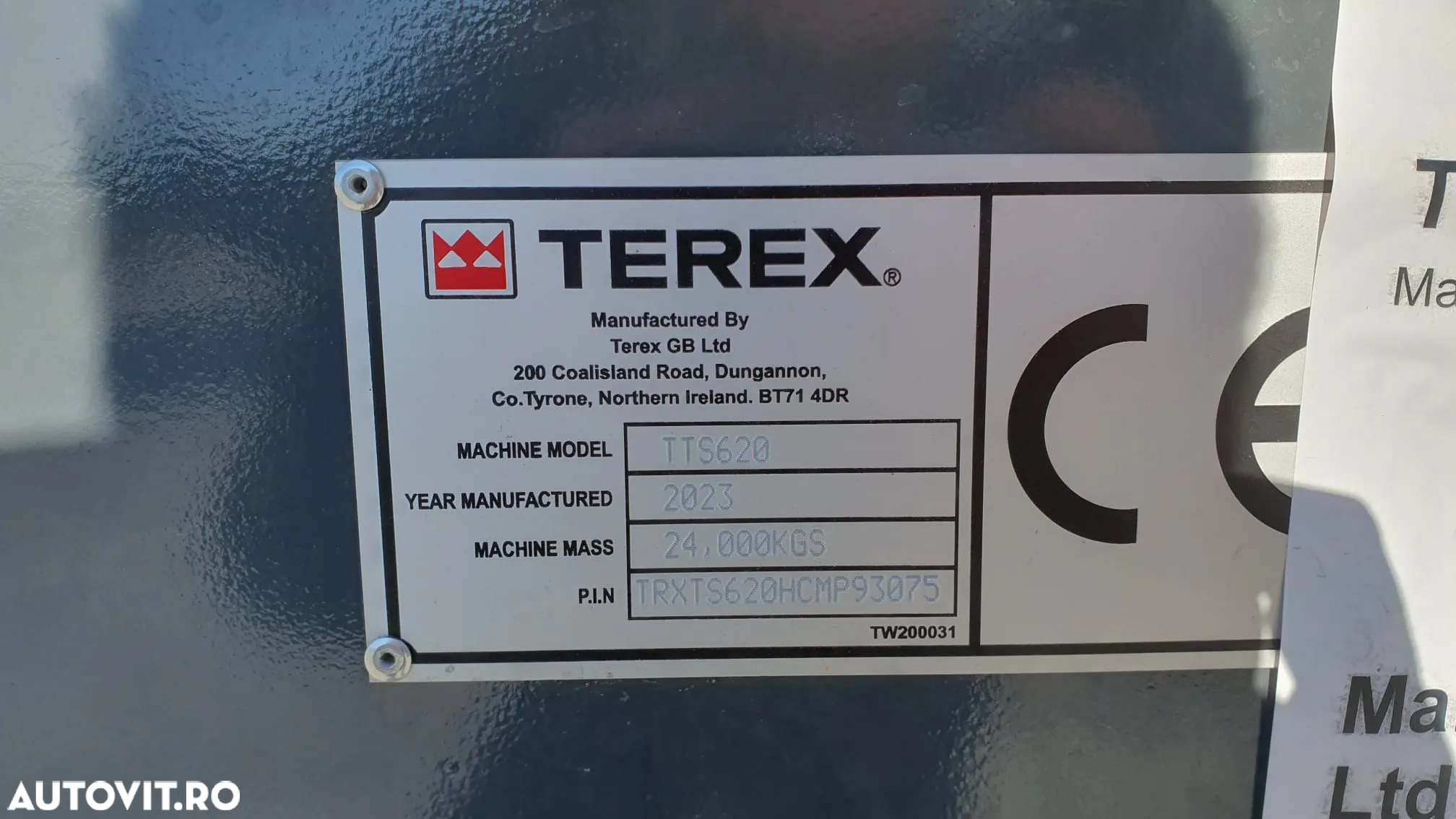 Terex CIUR MOBIL PE SENILE CU 2 BENZI - 5.5 m3, lungime tambur 5.5m, masa operationala 24t - buncar alimentare 4x1.8m - capacitate procesare - motor CAT 137HP - produs in Irlanda - garantie 12 luni - posibilitate leasing - PROMOTIE 245.000 EUR + TVA - 10