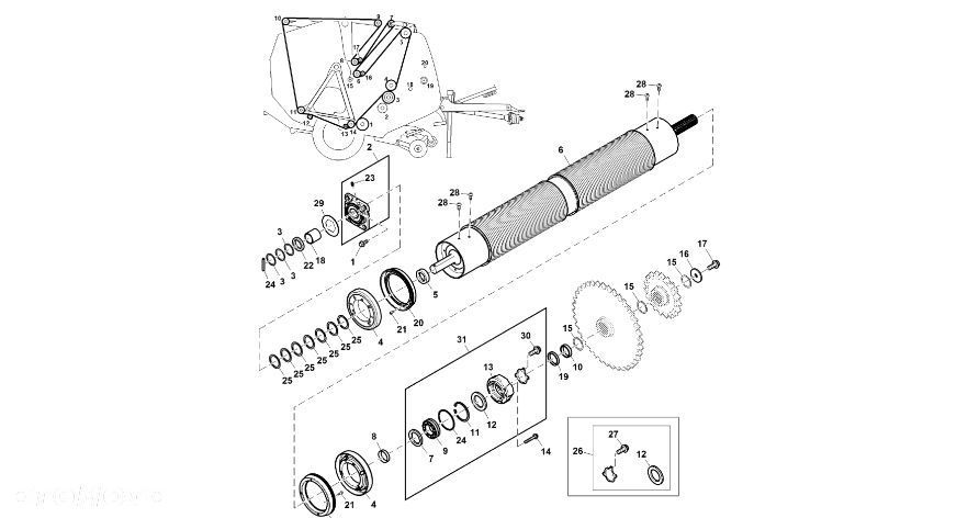 John Deere 960 - Wałek DC221446 (Pasy, rolki, bramki) - 1