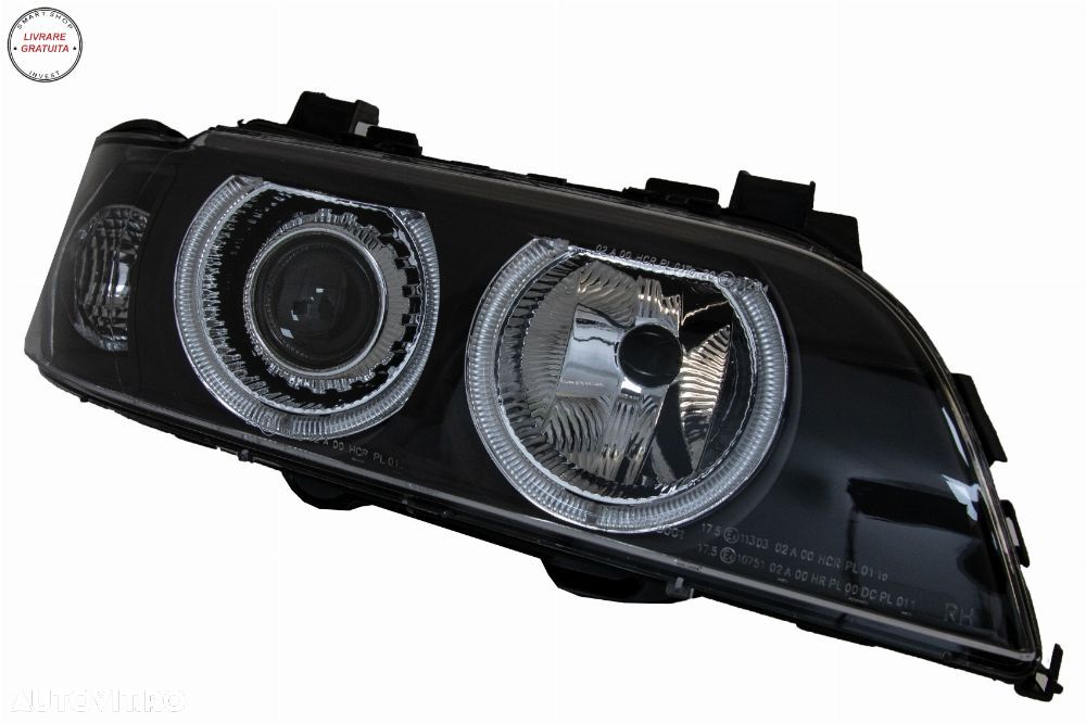 Faruri Angel Eyes BMW Seria 5 E39 Sedan Touring (1996-2003) Editie Negru Gri- livrare gratuita - 3