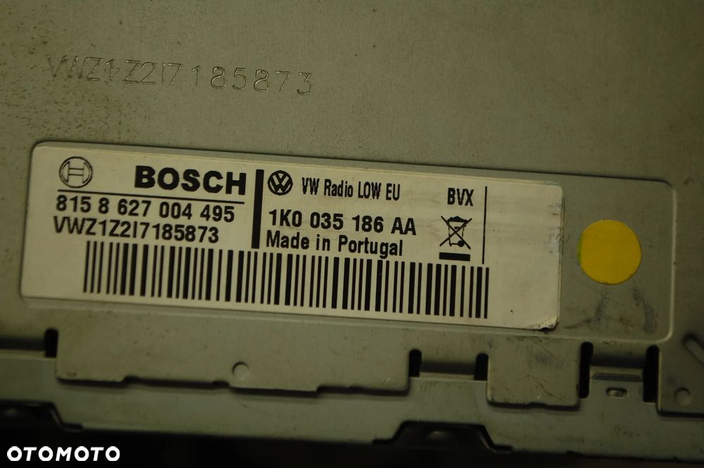 RADIO FABRYCZNE CD 1K0035186AA BLAUPUNKT/ BOSCH VW GOLF V KOMBI JETTA PASSAT B6 - 10