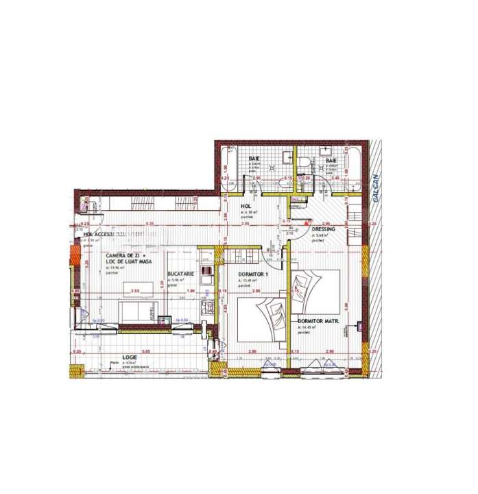 Apartament semifinisat, 78 mp, bucatarie inchisa, incalzire in pardose — fotografia 1