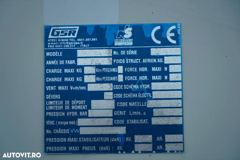 Nissan CABSTAR / ELEVATOR DE 20 DE METRI / GSR E200TE4 / DUBLU / CAPACITATE DE RIDICARE - 200 kg / 4 STABILIZATOARE / - 26