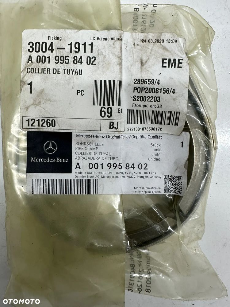 Obejma opaska rury wydechowej turbo Mercedes Actros MP4  0019958402 - 2